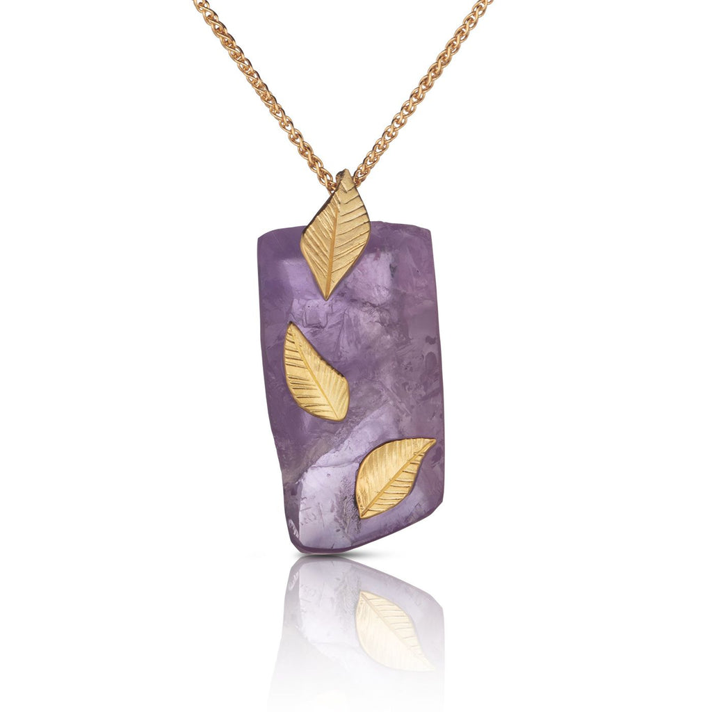 Amethyst Falling Leaf Pendant