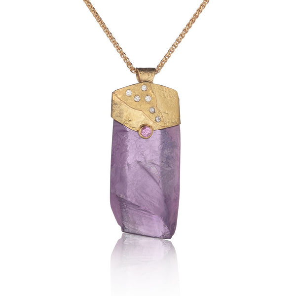 Rockhammered Amethyst Pendant