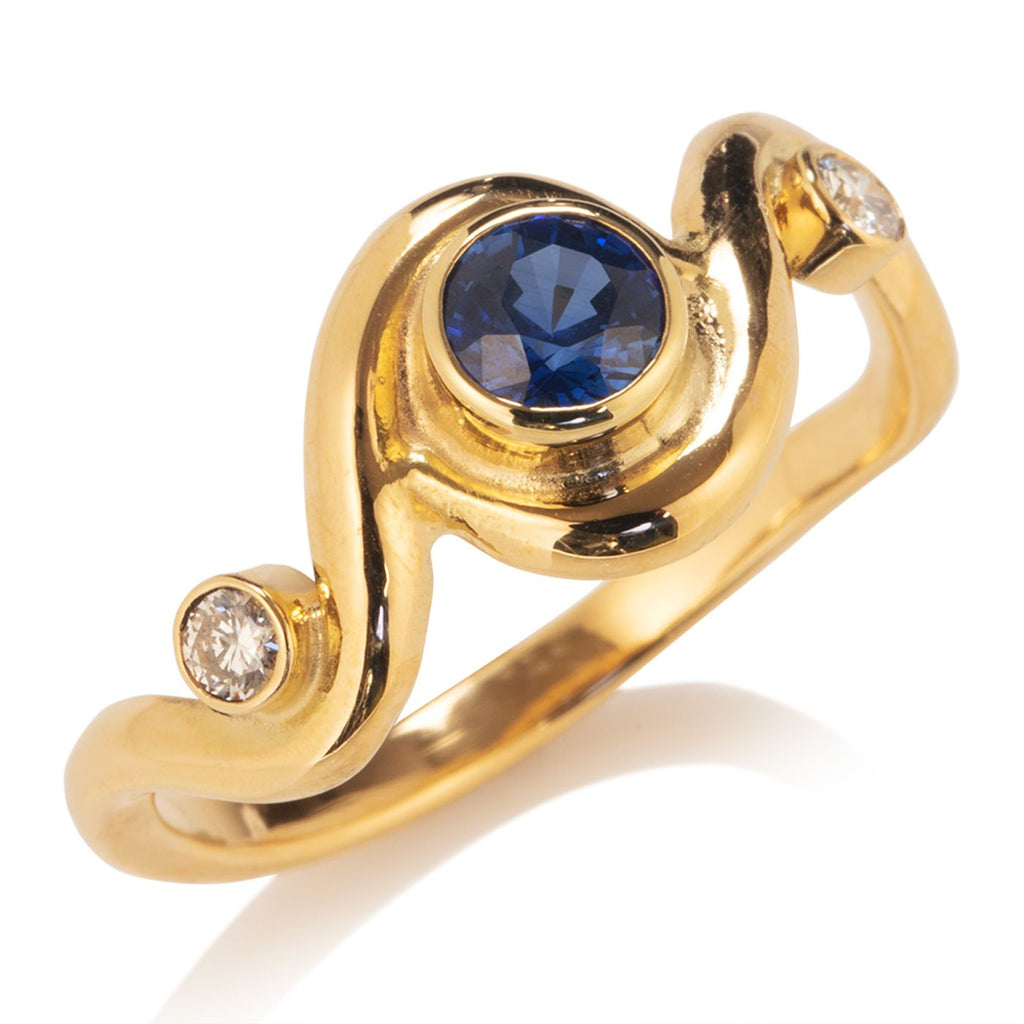 Wave Ring with Sapphire