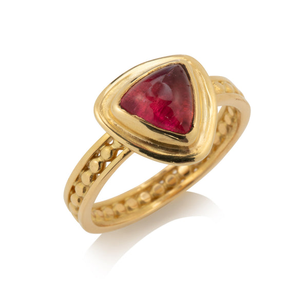 Bead & Rail Ring with Pink Tourmaline