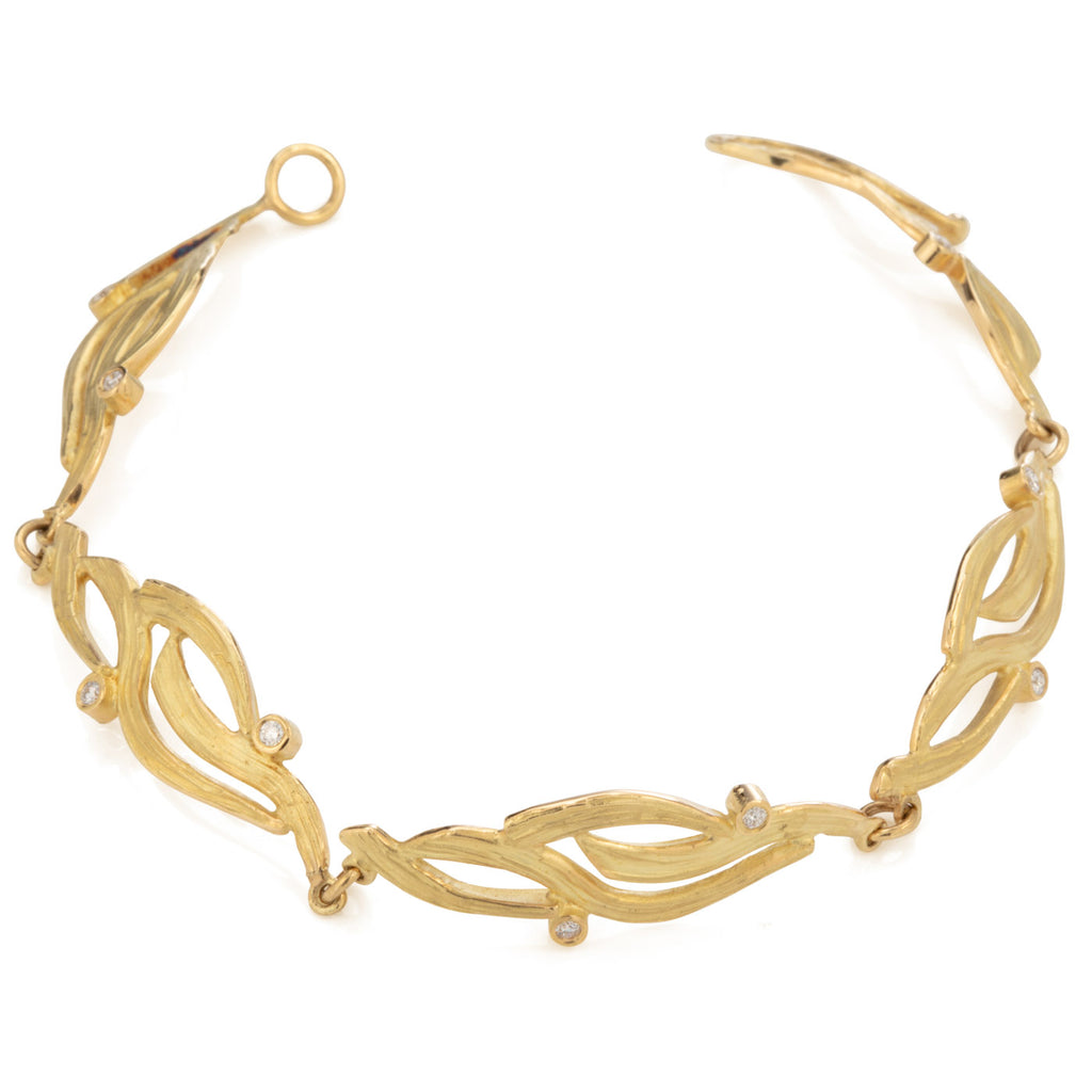 Driftwood Link Bracelet in Gold with Diamonds