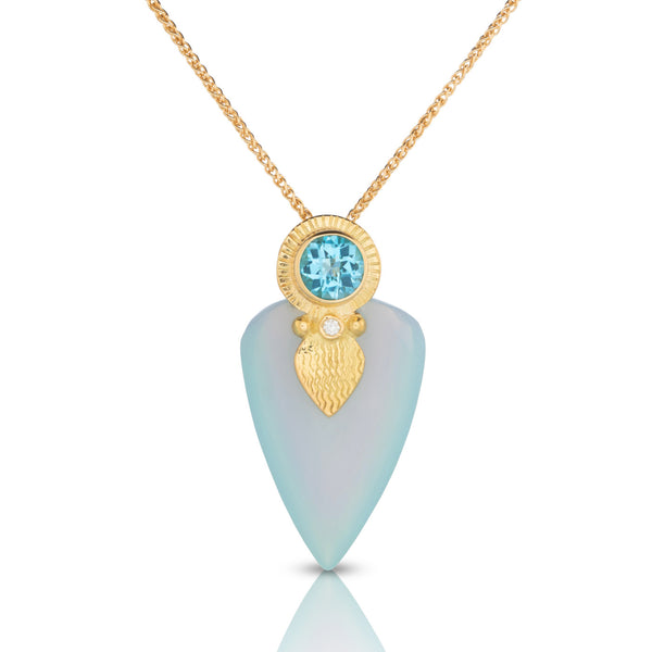 Chalcedony Pendant with Blue Topaz