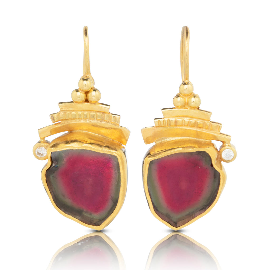 Watermelon Tourmaline Drop Earrings