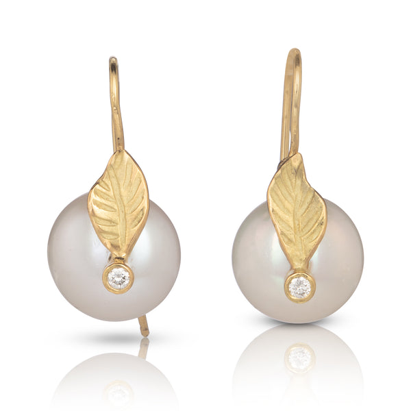 Freshwater Pearl Leaf Drop Earrings