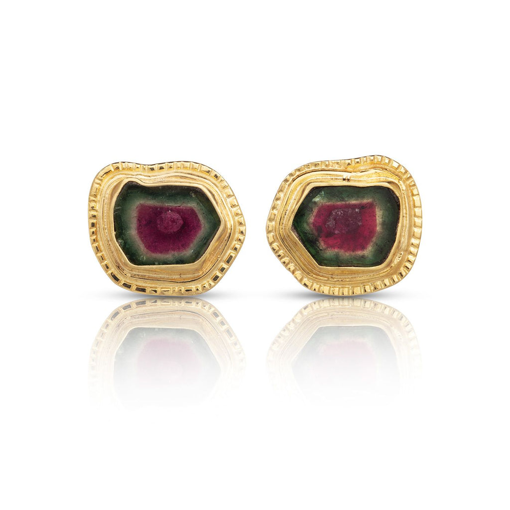 Watermelon Tourmaline Stud Earrings