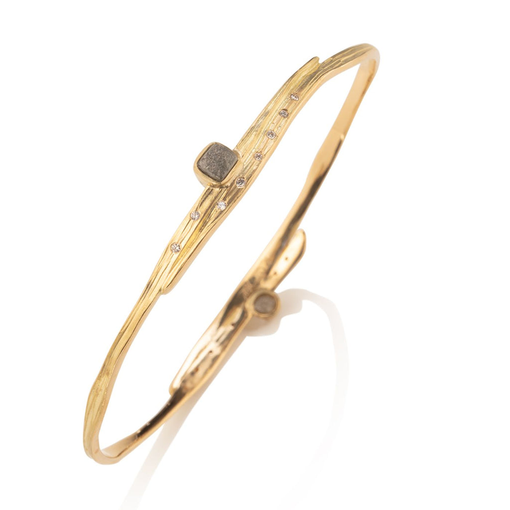 Gold and Diamond Driftwood Bangle Bracelet