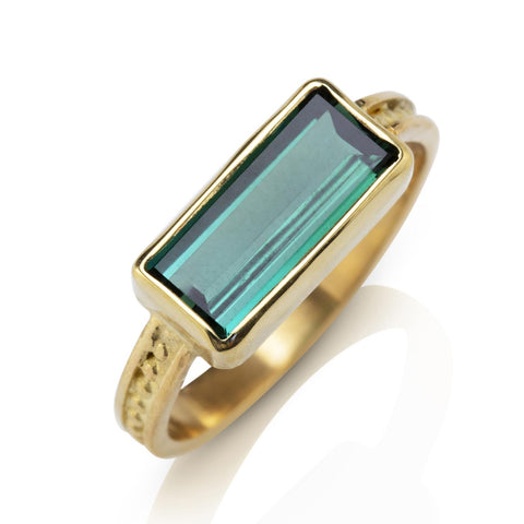 Bead & Rail Ring with Tourmaline
