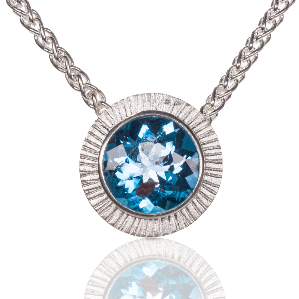 Chip-Hammered Blue Topaz Pendant