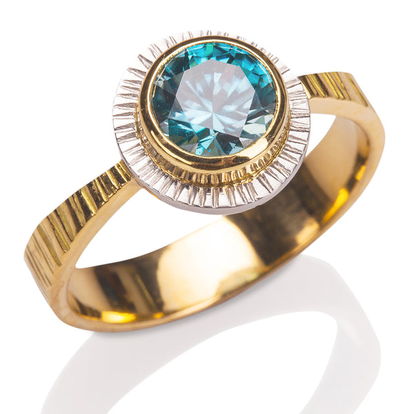 Reverse Tapered Blue Zircon Ring