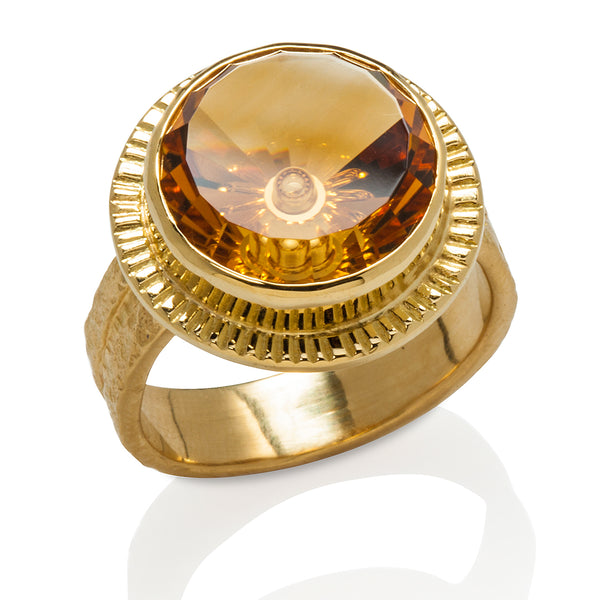 Fantasy Cut Citrine Ring