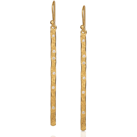 Rockhammered Diamond Drop Earrings