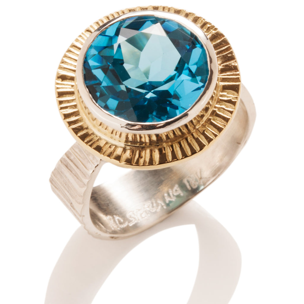Reverse Tapered Blue Topaz Ring