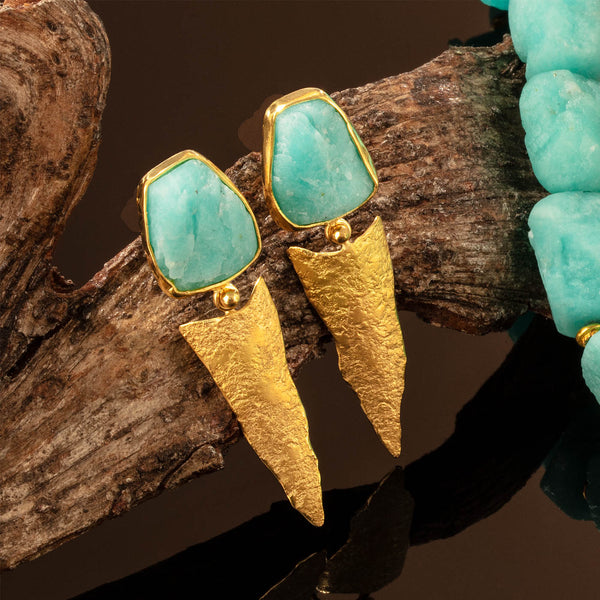 Amazonite Rockhammered Stud/Drop Earrings