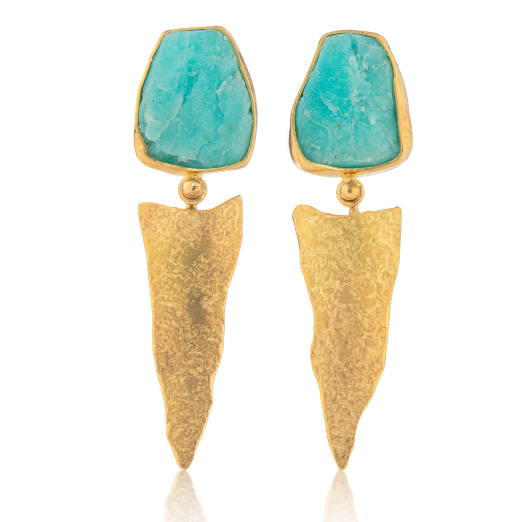 Amazonite Rockhammered Stud/Drop Earrings