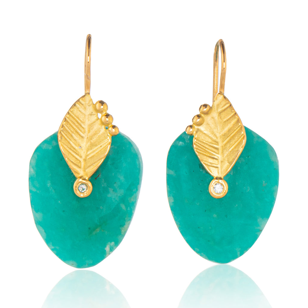 Amazonite Leaf Drop Earrings