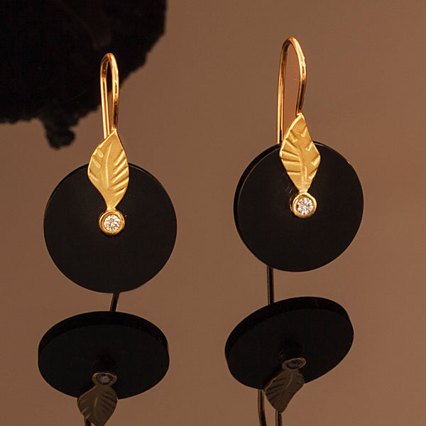 Onyx Leaf Drop Earrings