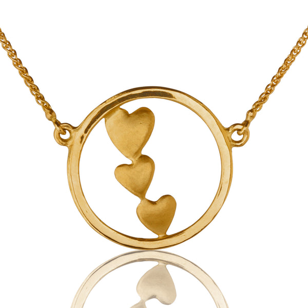 Triple Heart Necklace in Gold