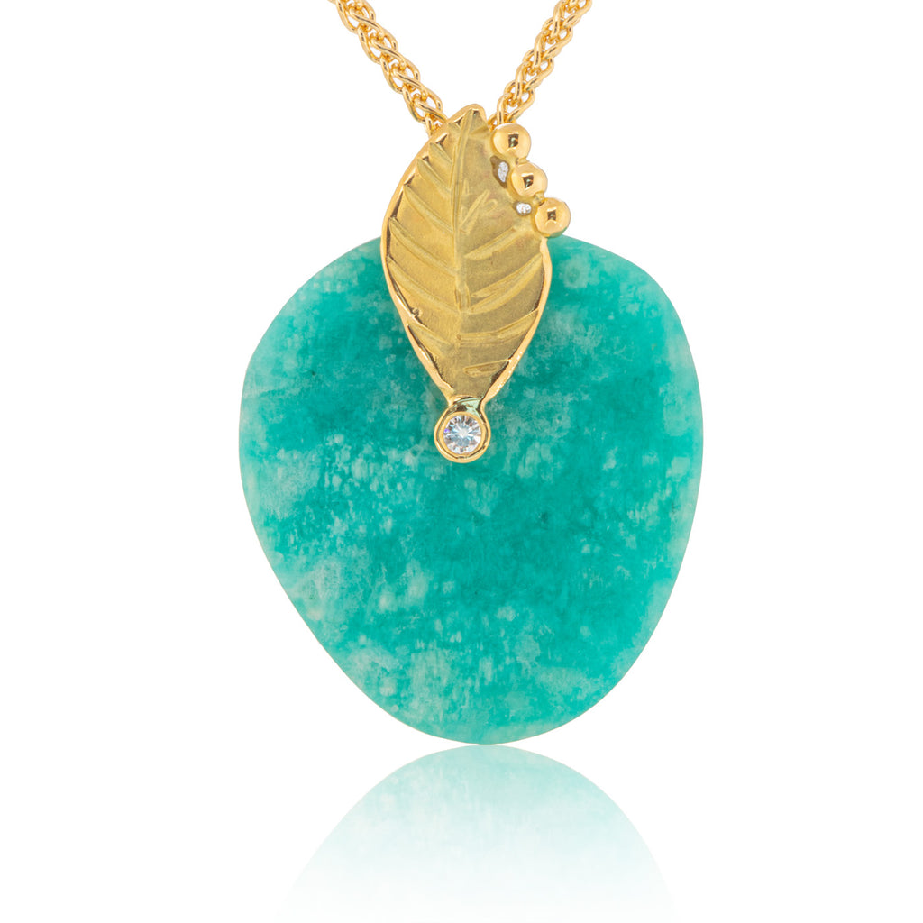 Amazonite Leaf Pendant