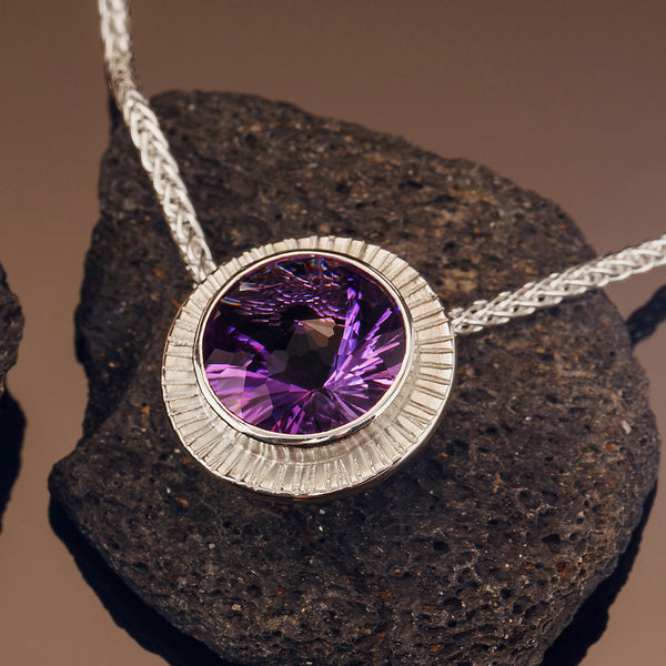 Amethyst Chip-Hammered Pendant