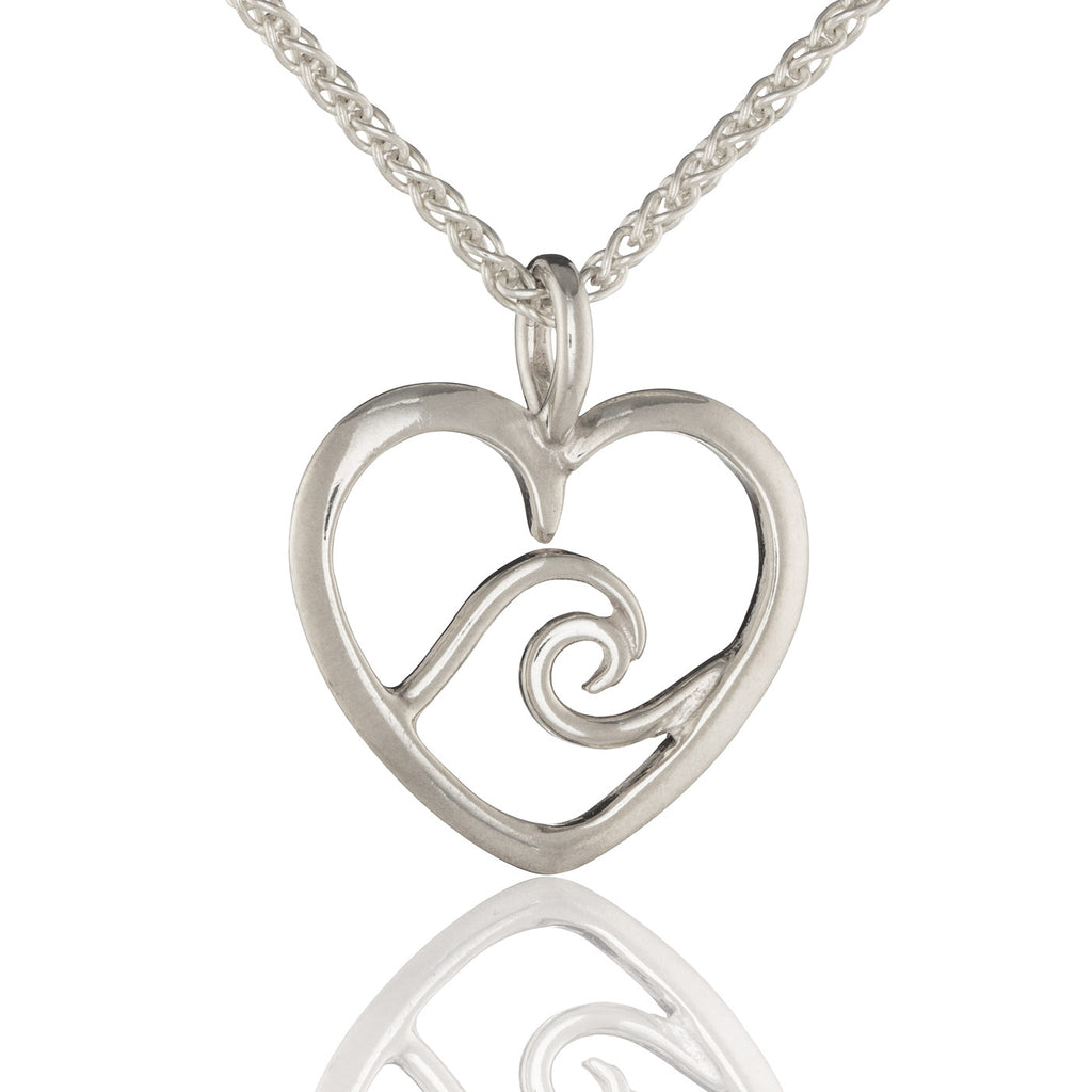 Signature Heart Wave Pendant in Silver