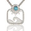 Blue Topaz Square Seascape Pendant
