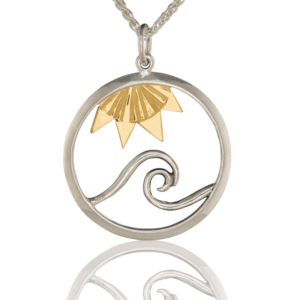 Signature Wave Pendant with  18K Sun
