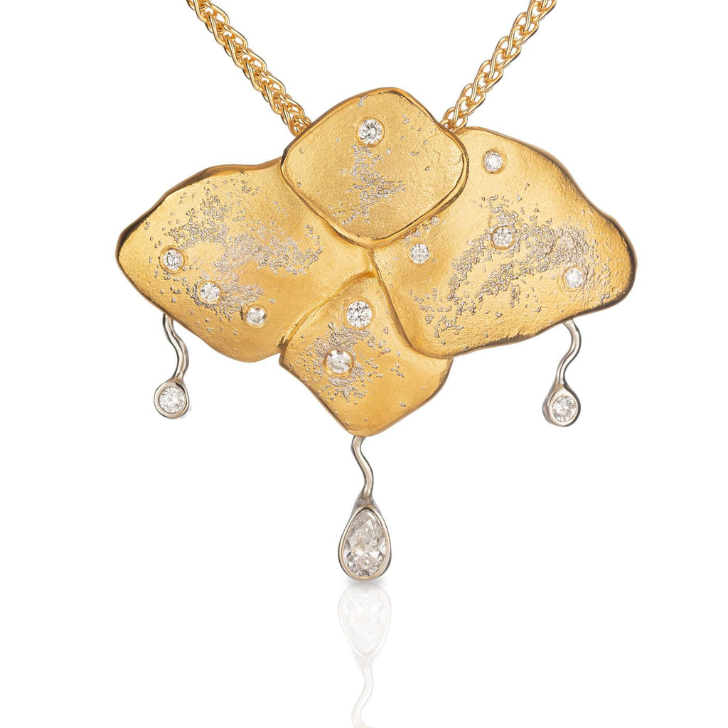 Petal Pendant with Diamond Drops