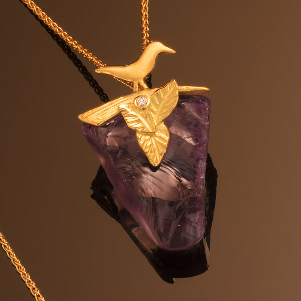 Bird Pendant with Amethyst