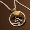 Signature Wave Pendant with 18K Sun & Blue Topaz