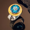 Reverse Tapered Blue Topaz Ring