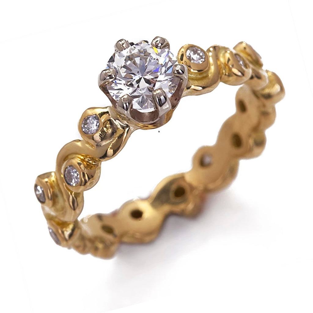 Wave & Bezel Solitaire Ring